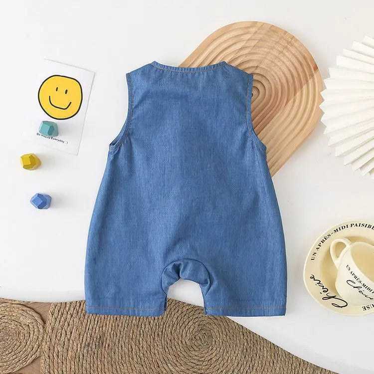 Summer Baby Boys Cute Ducks  Clothes Romper Sleeveless Soft Denim Baby Boys clothes 6 to 9 month Toddler Jumpsuit