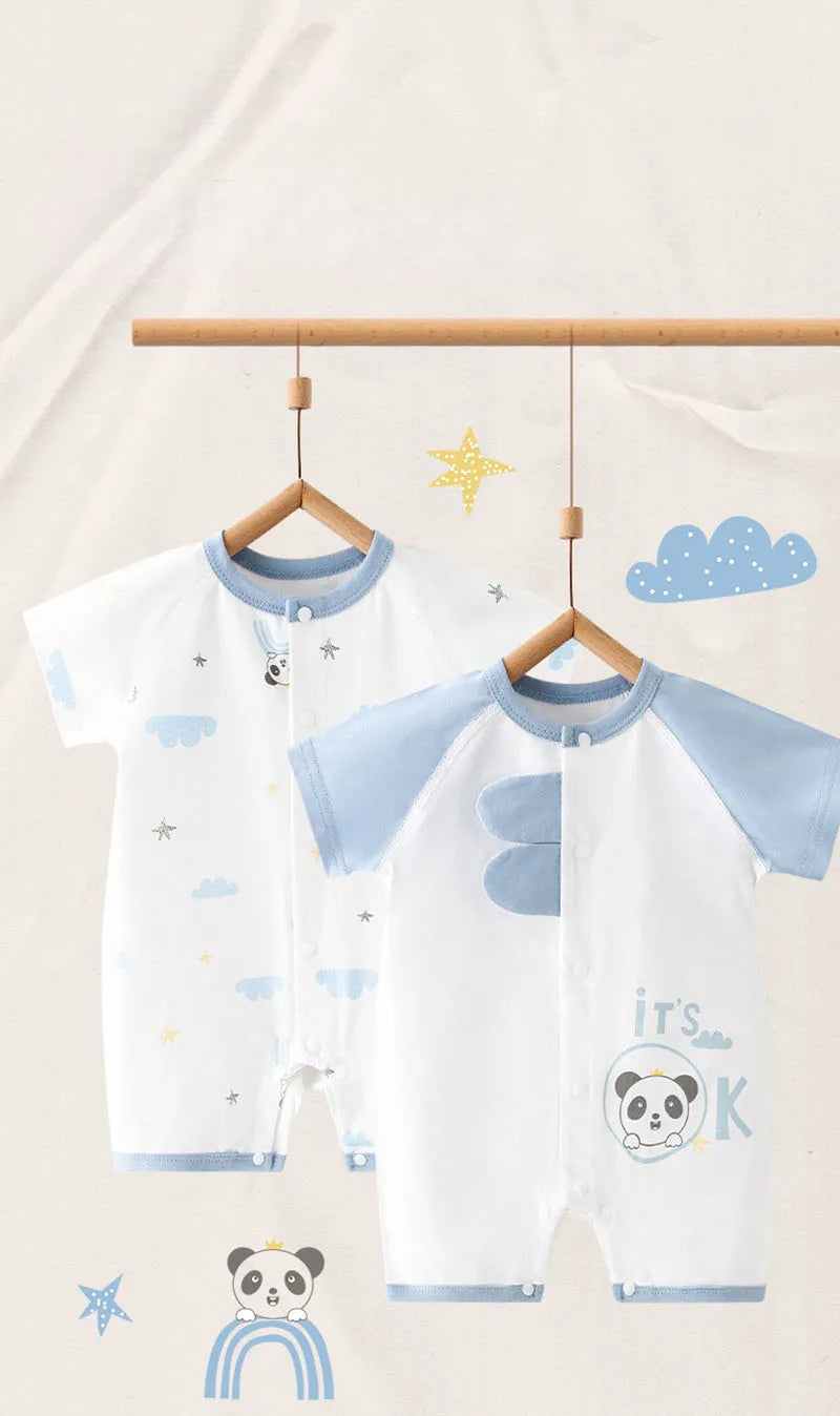 MILANCEL Summer Baby Rompers 0-2T Cartoon Panda Infant Jumpsuit Thin Breathable Girls Clothes Toddler Rompers 2PCS